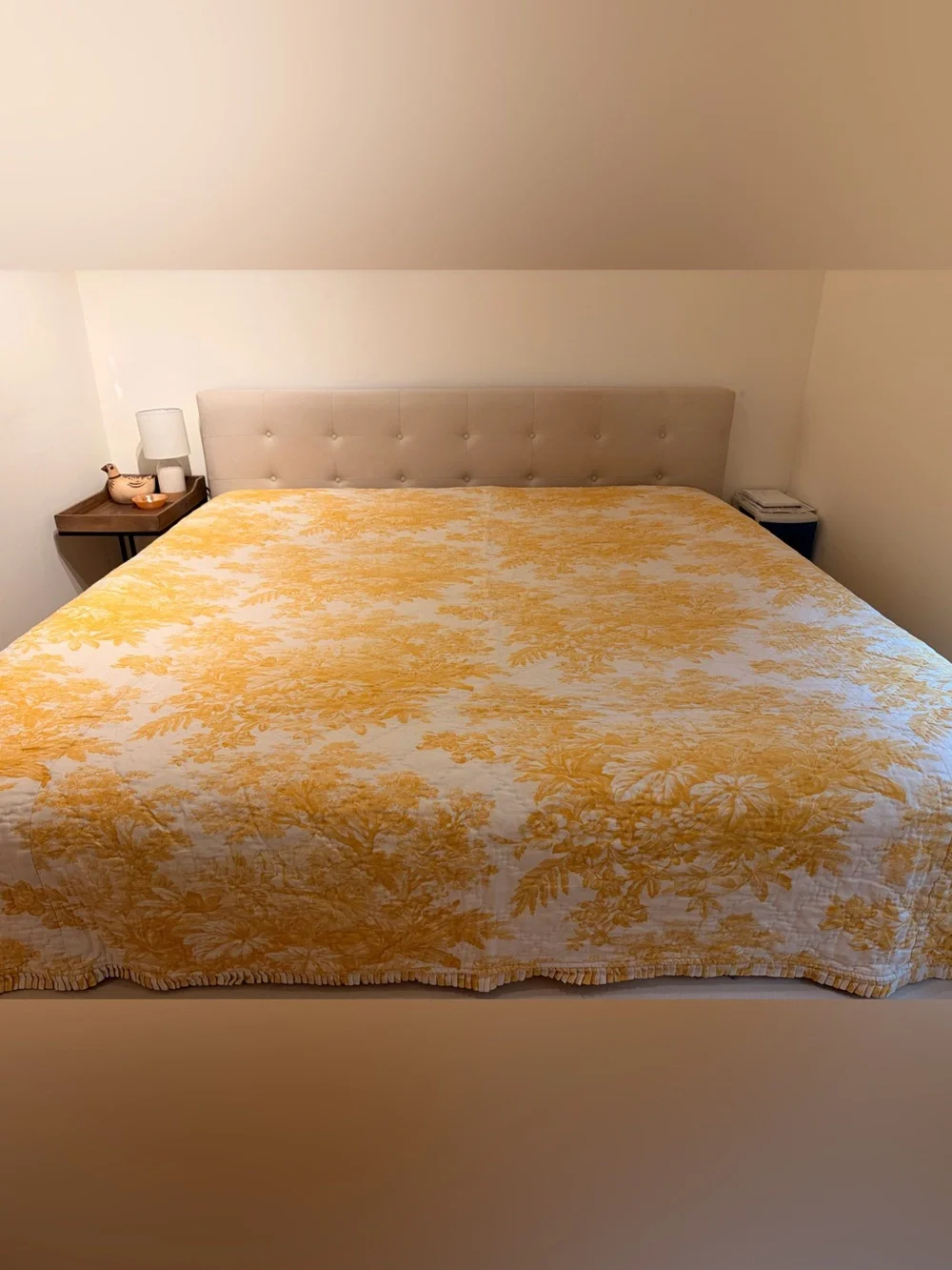 Pottery Barn Matine Marigold Yellow Cream Toile Full/Queen Duvet